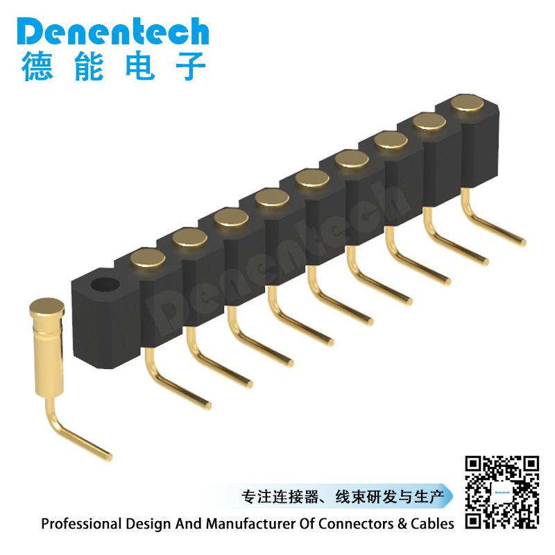 Denentech promotional product 3.0MM H4.0MM single row female right angle DIP pogo pin